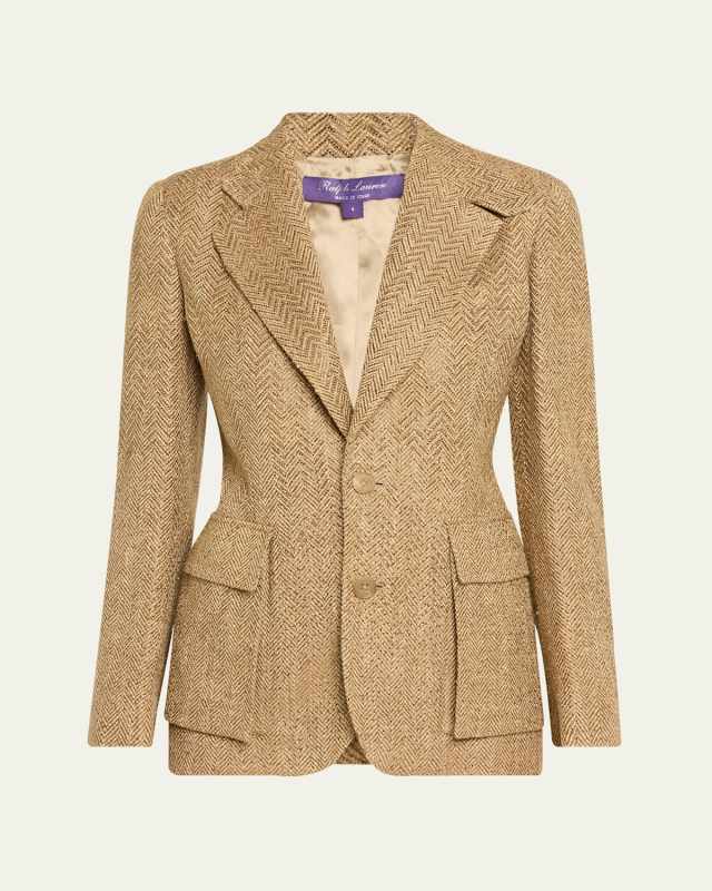 Preston Herringbone Embellished Silk Jacket